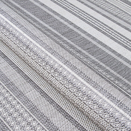 Couristan Recife Gazebo Stripe 5313/3312 Champ / Grey Rugs.