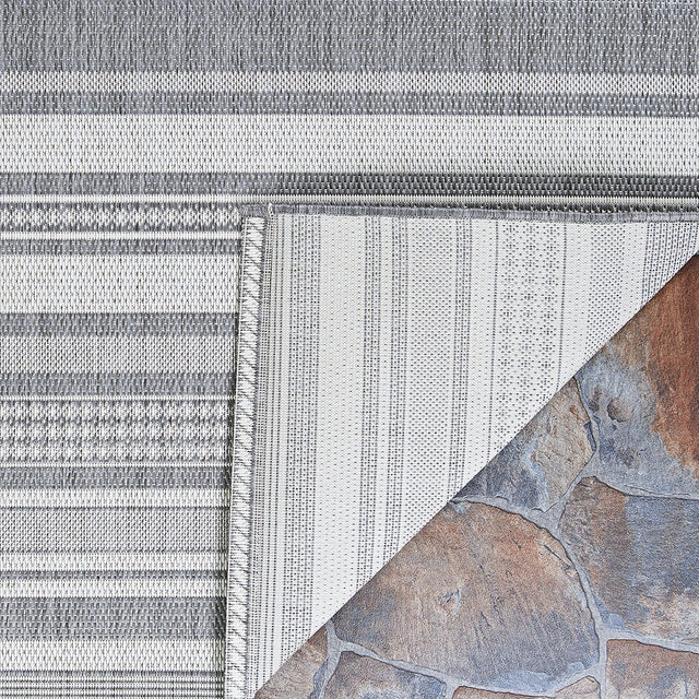 Couristan Recife Gazebo Stripe 5313/3312 Champ / Grey Rugs.