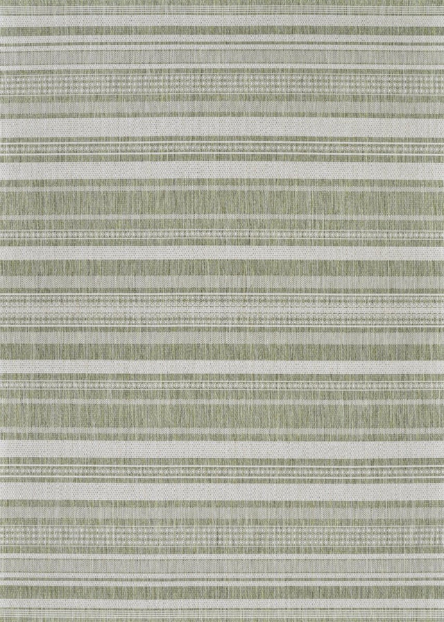 Couristan Recife Gazebo Stripe 5313/4412 Sage Leaf/Ivory Rug.