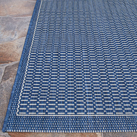 Couristan Recife Saddlestitch 1001/6500 Ivory / Indigo Rugs.