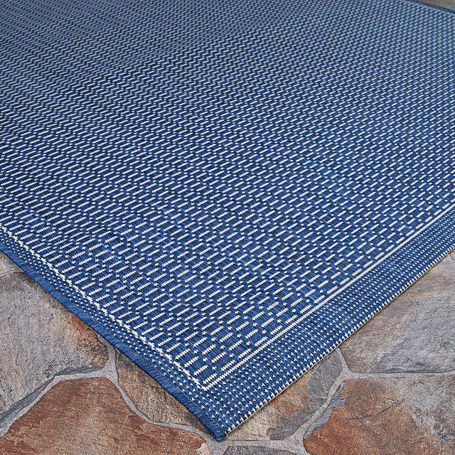 Couristan Recife Saddlestitch 1001/6500 Ivory / Indigo Rugs.
