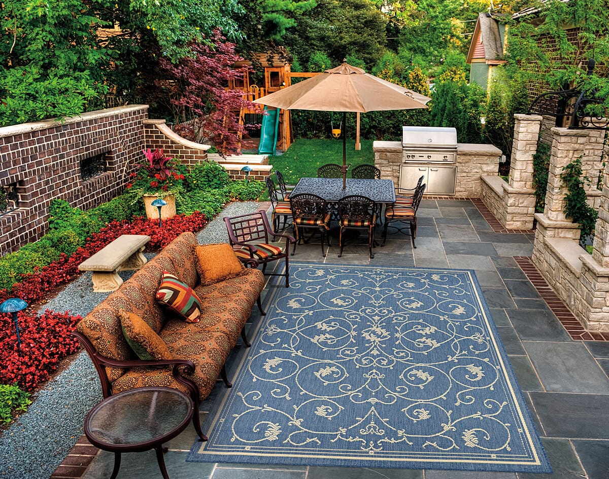 Couristan Recife Veranda 1583/1212 Champagne / Blue Rugs.