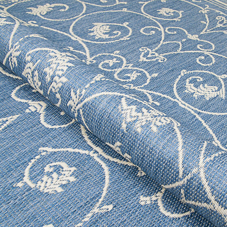 Couristan Recife Veranda 1583/1212 Champagne / Blue Rugs.