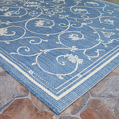 Couristan Recife Veranda 1583/1212 Champagne / Blue Rugs.