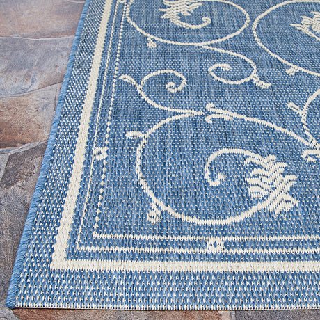 Couristan Recife Veranda 1583/1212 Champagne / Blue Rugs.