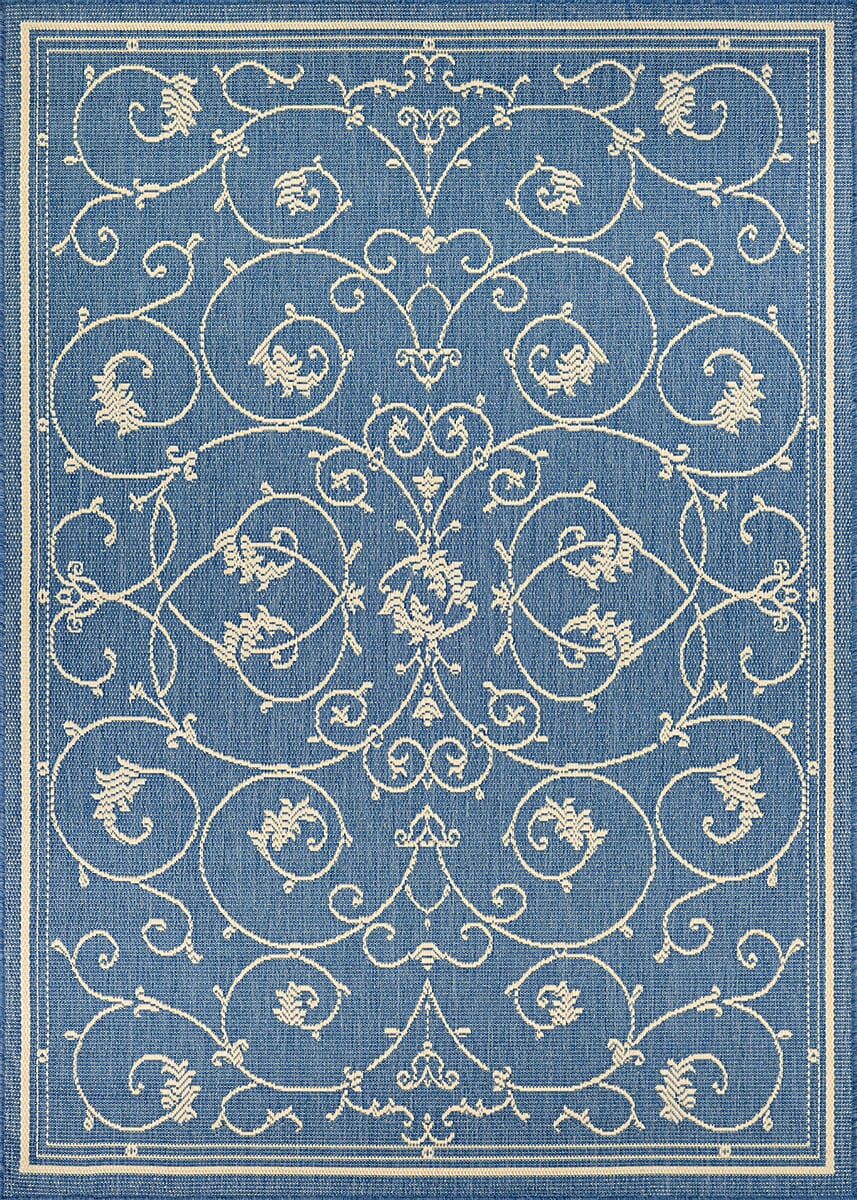 Couristan Recife Veranda 1583/1212 Champagne / Blue Rugs.
