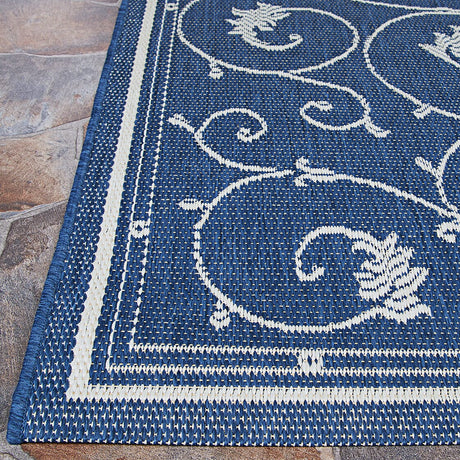 Couristan Recife Veranda 1583/6500 Ivory / Indigo Rugs.