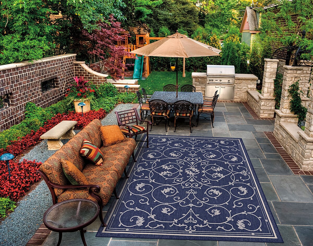 Couristan Recife Veranda 1583/6500 Ivory / Indigo Rugs.