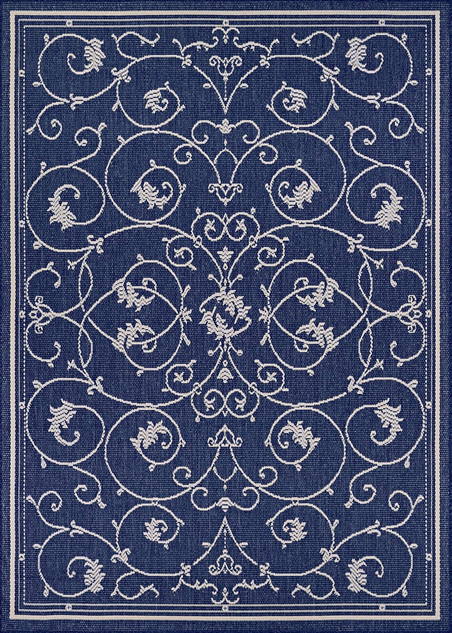Couristan Recife Veranda 1583/6500 Ivory / Indigo Rugs.