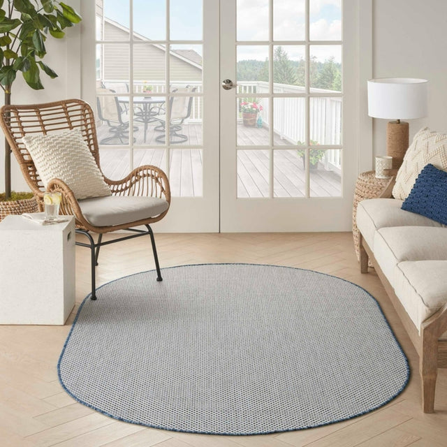 Nourison Courtyard COU01 Machine Made Ivory, Blue Rug
