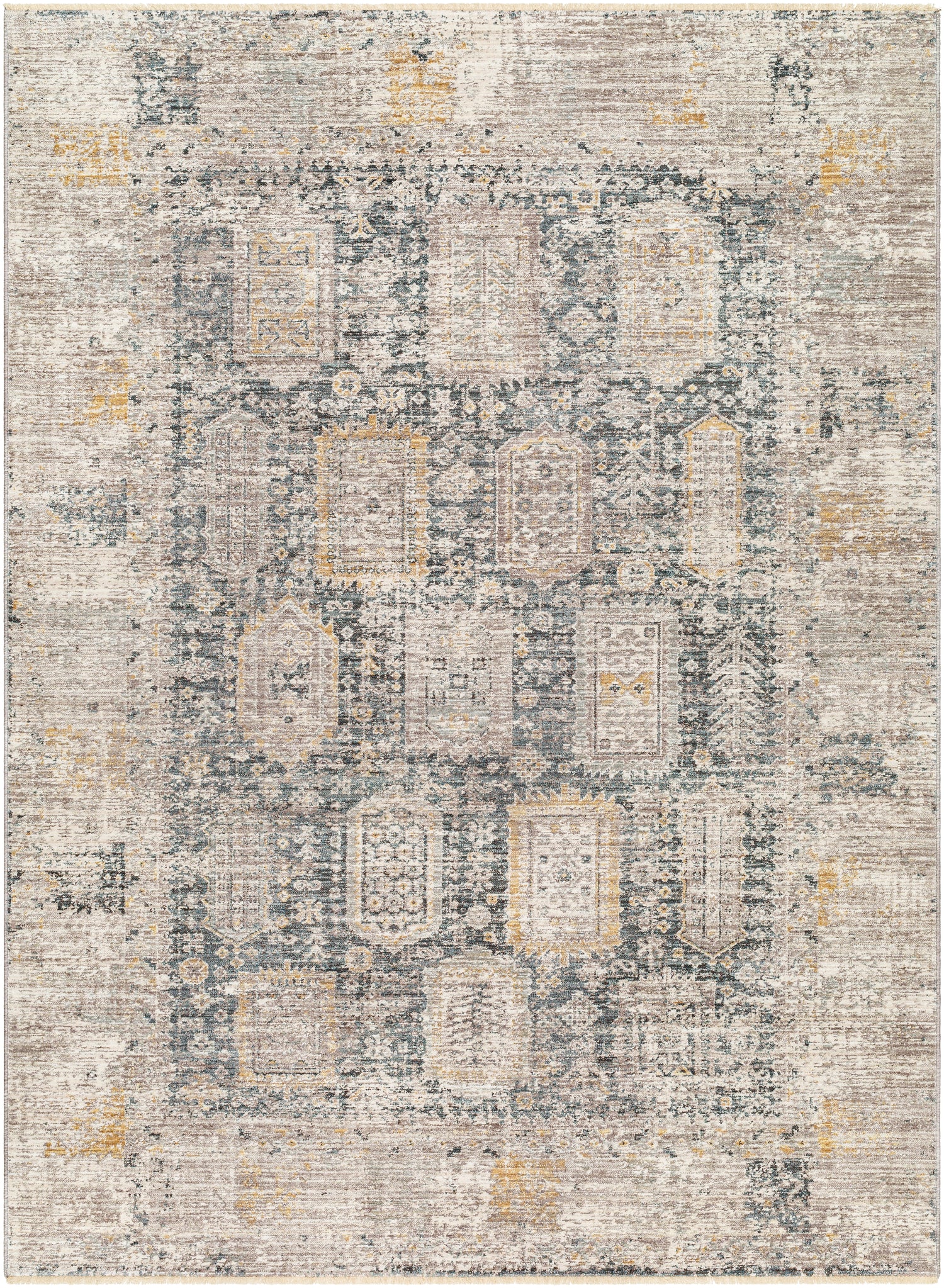 Surya Carlisle Csi-2319 Medium Gray, Off-White, Dark Brown, Olive, Dark Blue Rug.