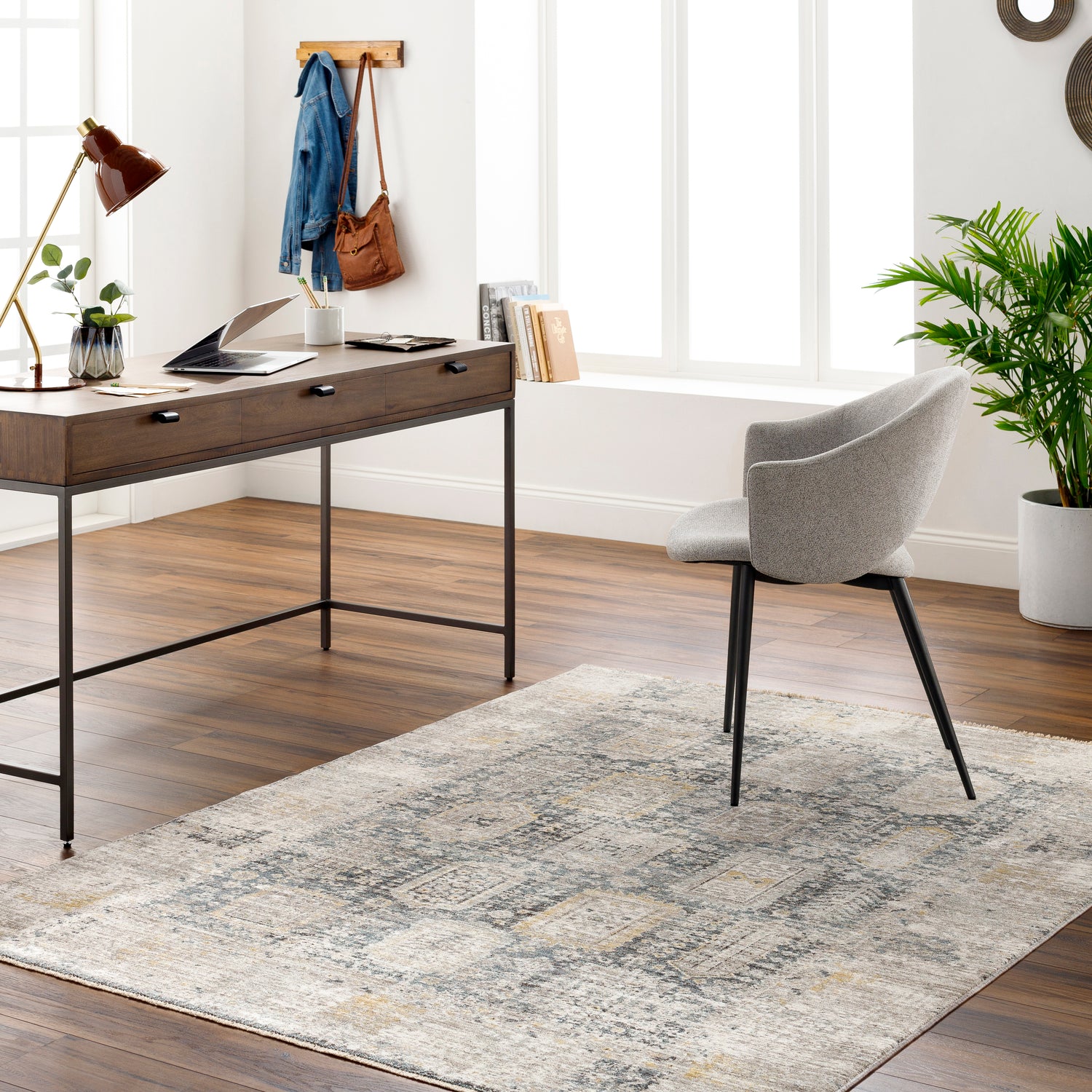 Surya Carlisle Csi-2319 Medium Gray, Off-White, Dark Brown, Olive, Dark Blue Rug.