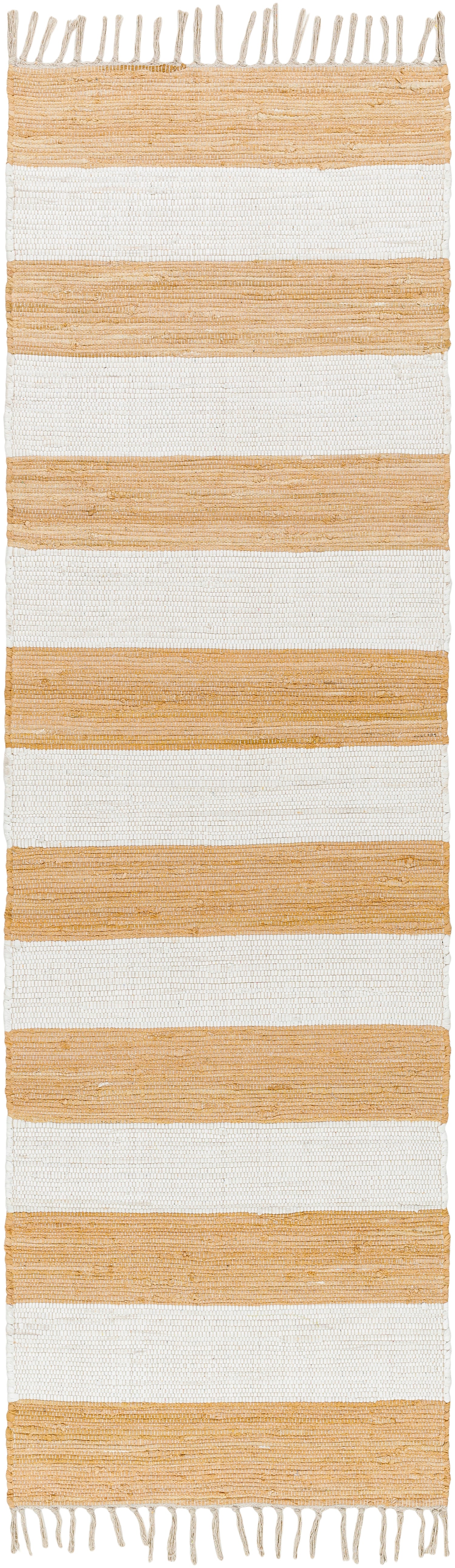 Surya Cotone Cte-2302 White, Camel Rug.