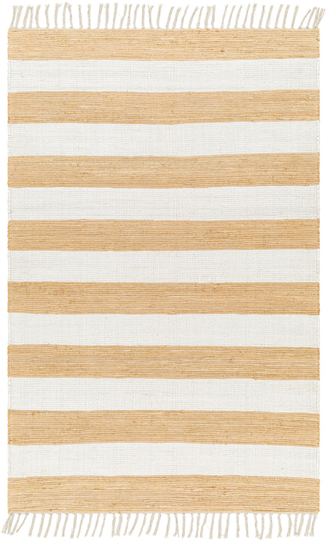 Surya Cotone Cte-2302 White, Camel Rug.