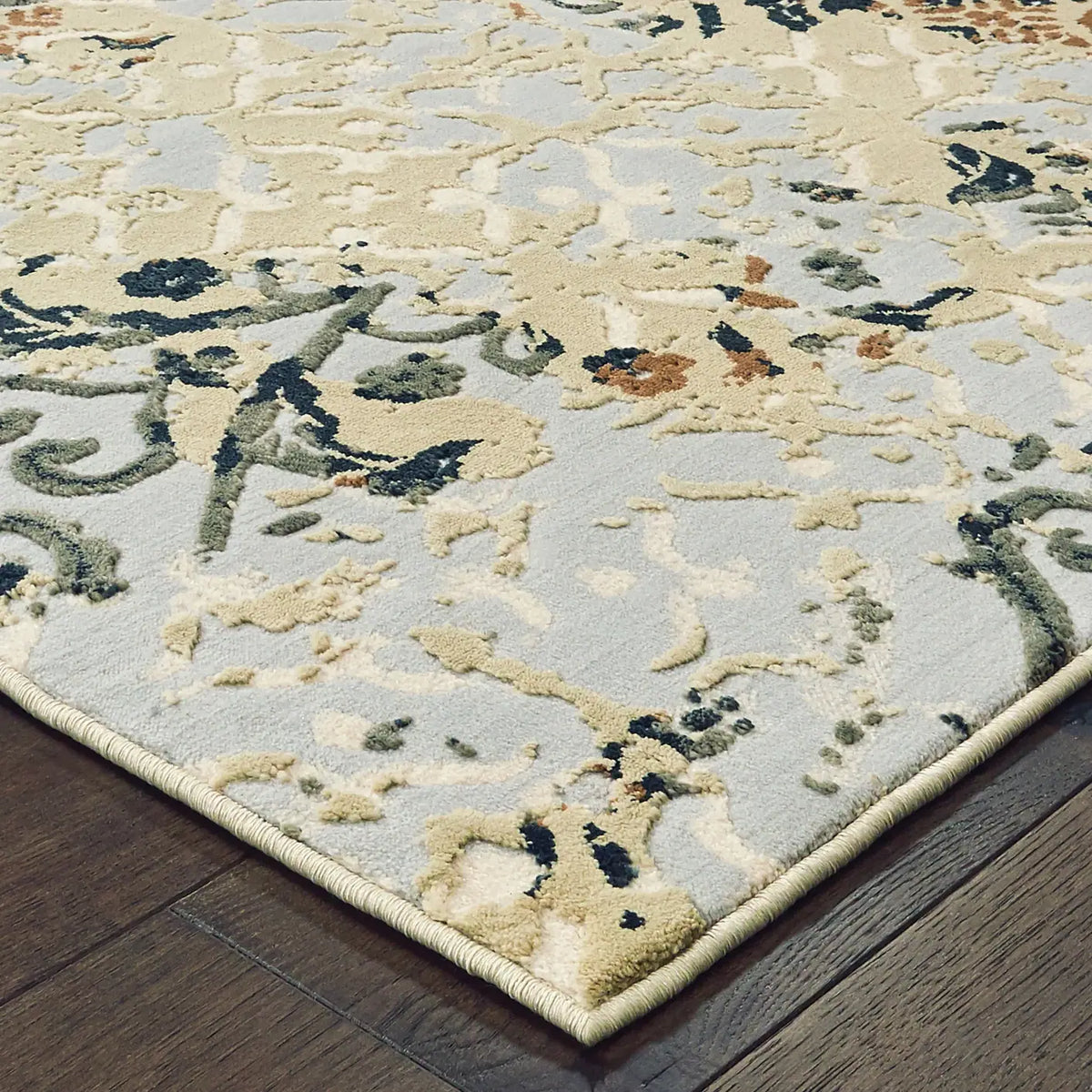Oriental Weavers Sphinx Bowen 108W Grey / Gold Rugs - corner detail
