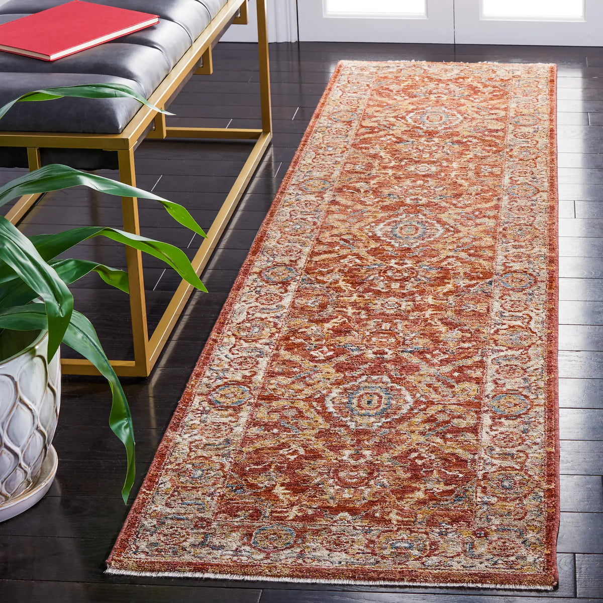 Safavieh Valencia 2'-0" x 8'-0" Rug in Rust / Beige