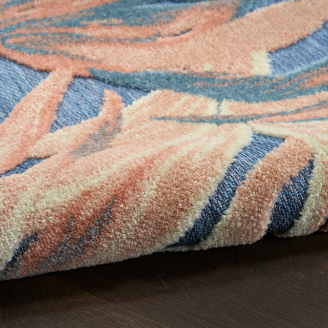 Nourison Aloha ALH43 Machine Made Blue, Rose Rug