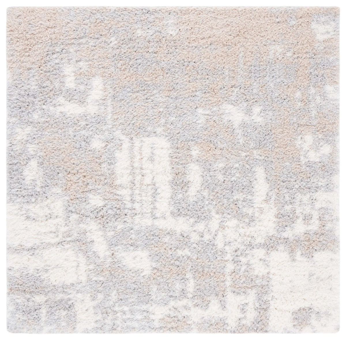 Safavieh Lindsay Shag 6'-7" x 6'-7" Rug in Grey / Ivory Beige