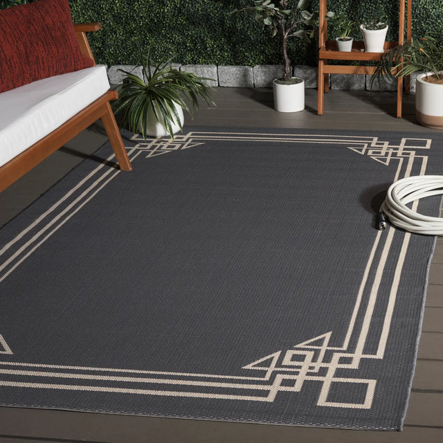 Safavieh Courtyard 5'-3" x 7'-7" Rug in Anthracite / Light Beige