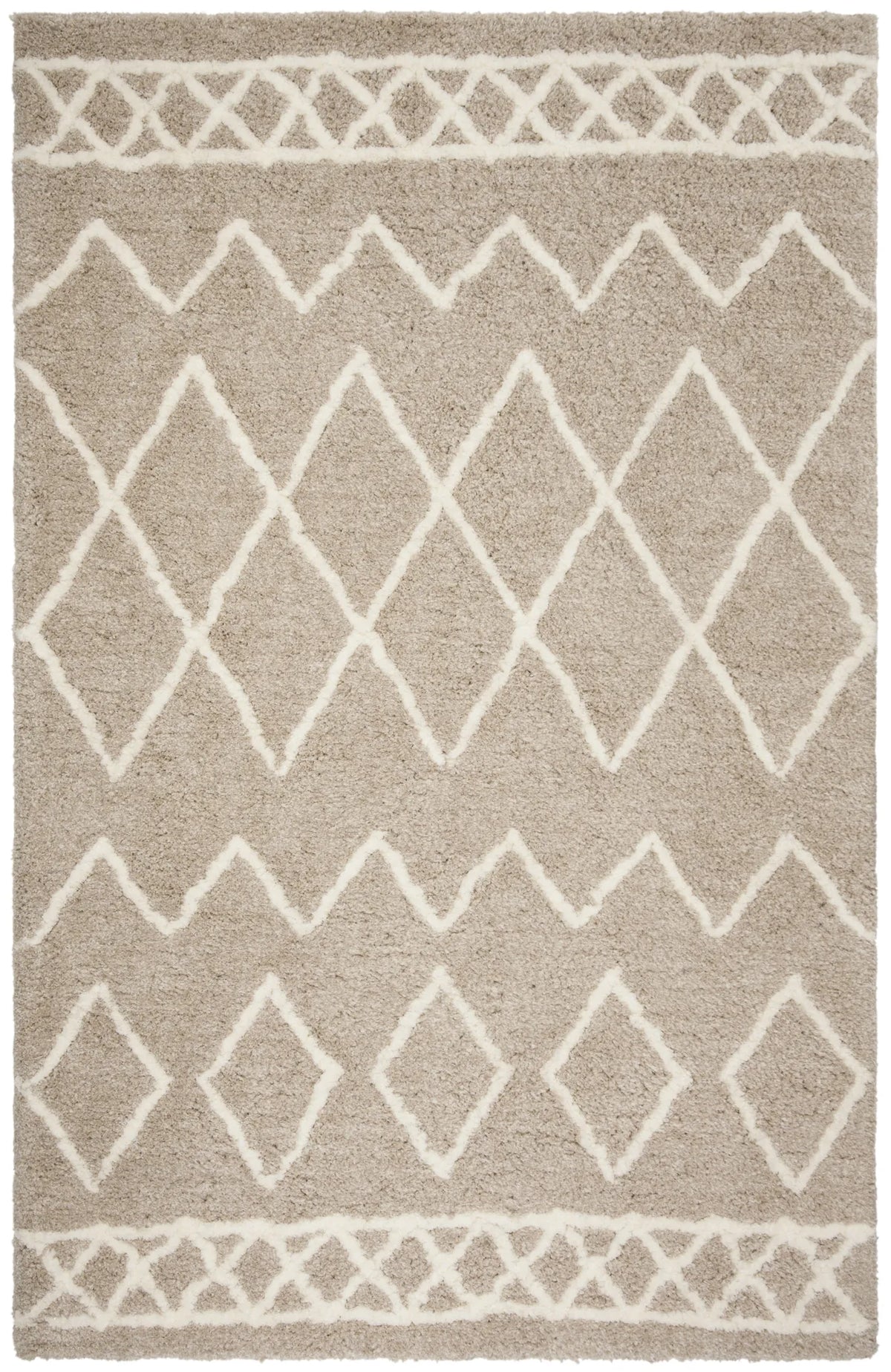 Safavieh Equinox Shag 4'-0" x 6'-0" Rug in Beige / Ivory