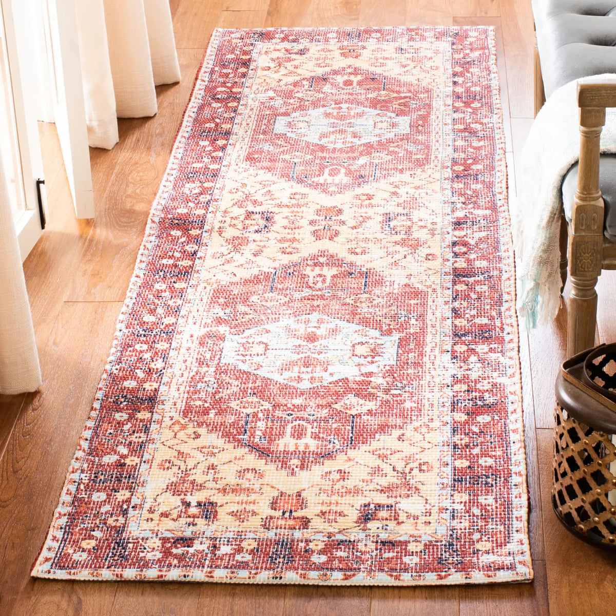 Safavieh Saffron 2'-3" x 8'-0" Rug in Rust / Aqua