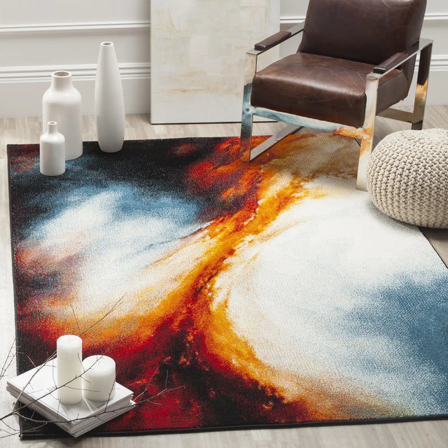 Safavieh Galaxy 4'-0" x 6'-0" Rug in Orange / Multi