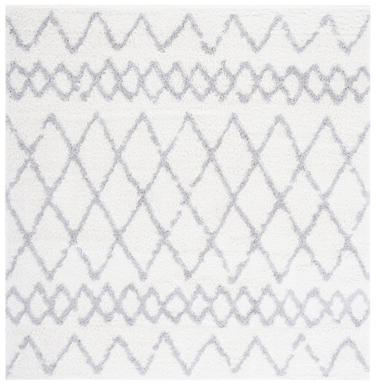 Safavieh Berber Shag 6'-7" x 6'-7" Rug in Ivory / Light Grey