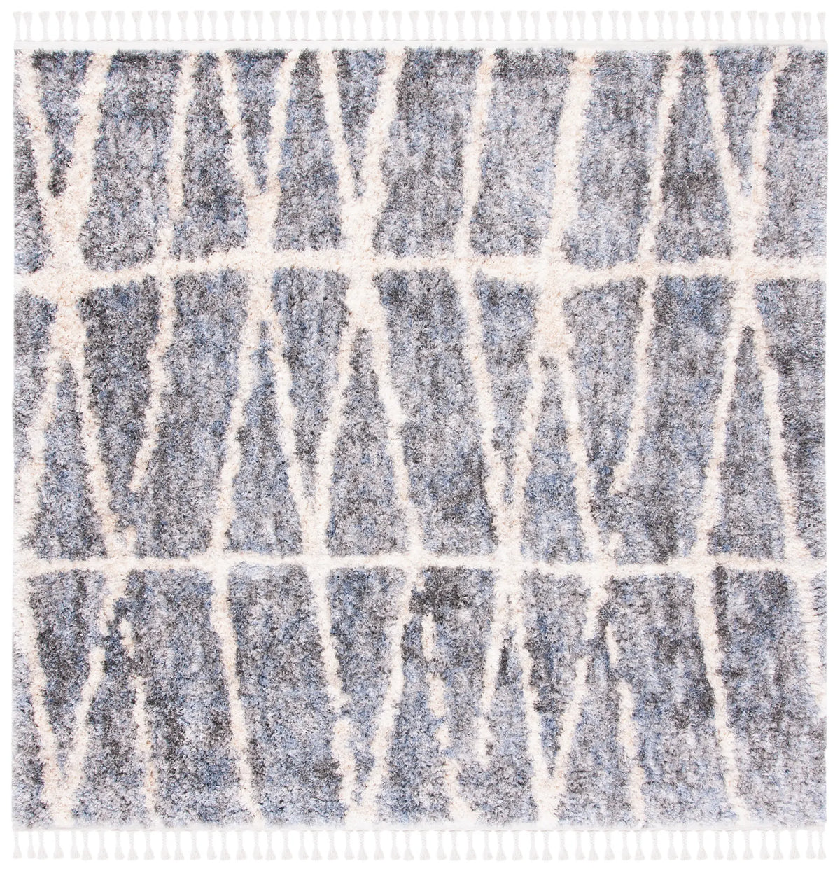 Safavieh Berber Fringe Shag 6'-7" x 6'-7" Rug in Grey / Cream