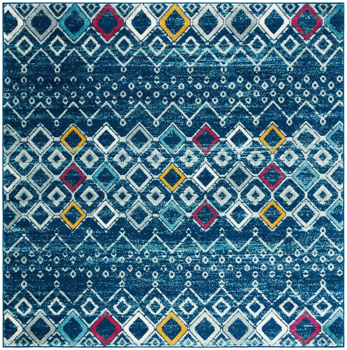 Safavieh Amsterdam 6'-7" x 6'-7" Rug in Navy / Turquoise