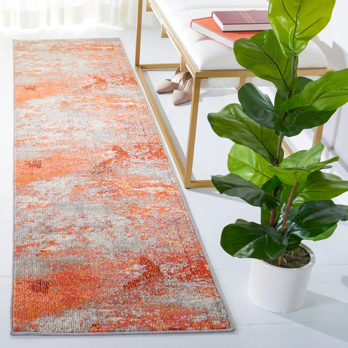 Safavieh Madison 2'-2" x 10'-0" Rug in Grey / Orange
