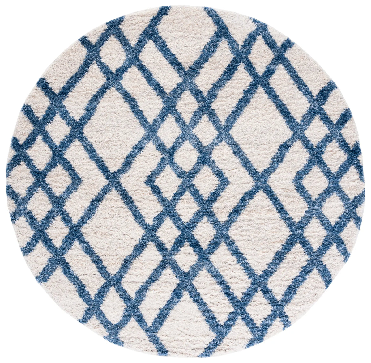 Safavieh Berber Shag 200 6'-7" x 6'-7" Rug in Ivory / Blue