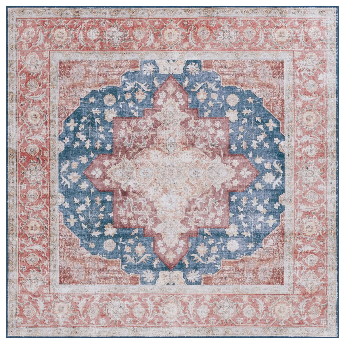 Safavieh Tucson 6'-0" x 6'-0" Rug in Navy / Rust