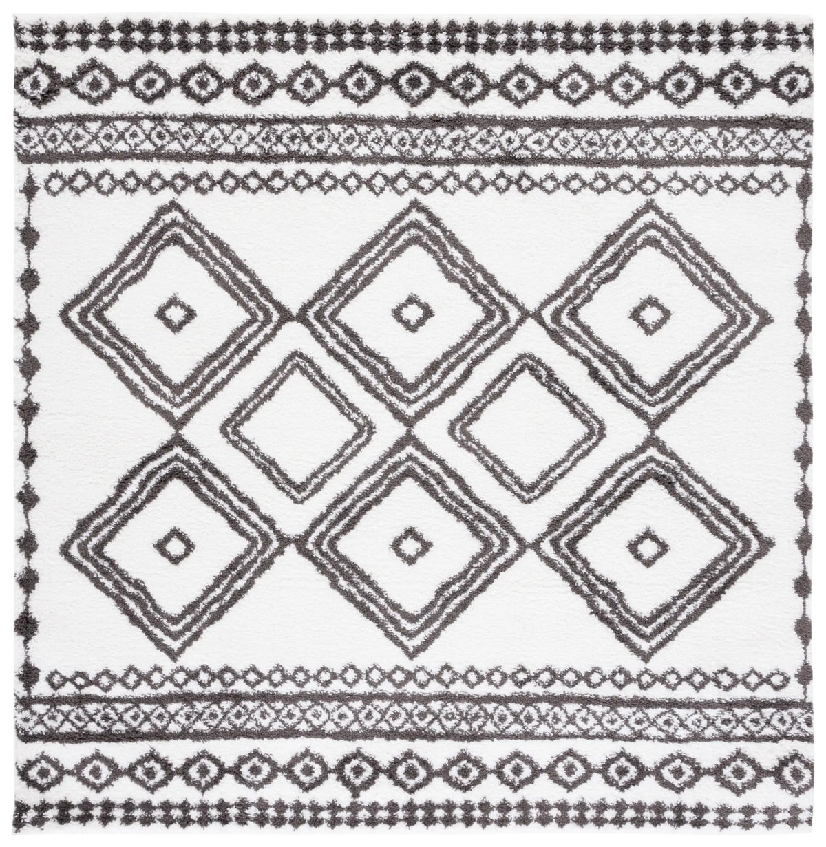 Safavieh Berber Shag 7'-0" x 7'-0" Rug in Ivory / Dark Grey