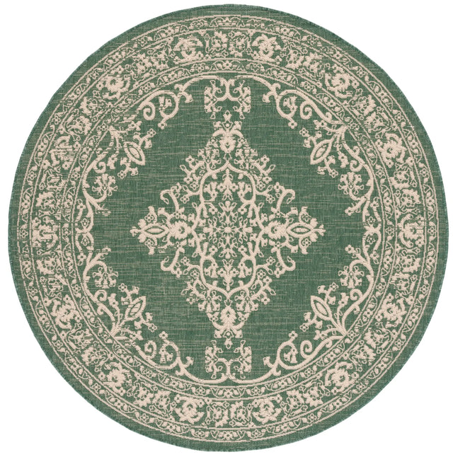Safavieh Courtyard 6'-7" x 6'-7" Rug in Dark Green / Beige