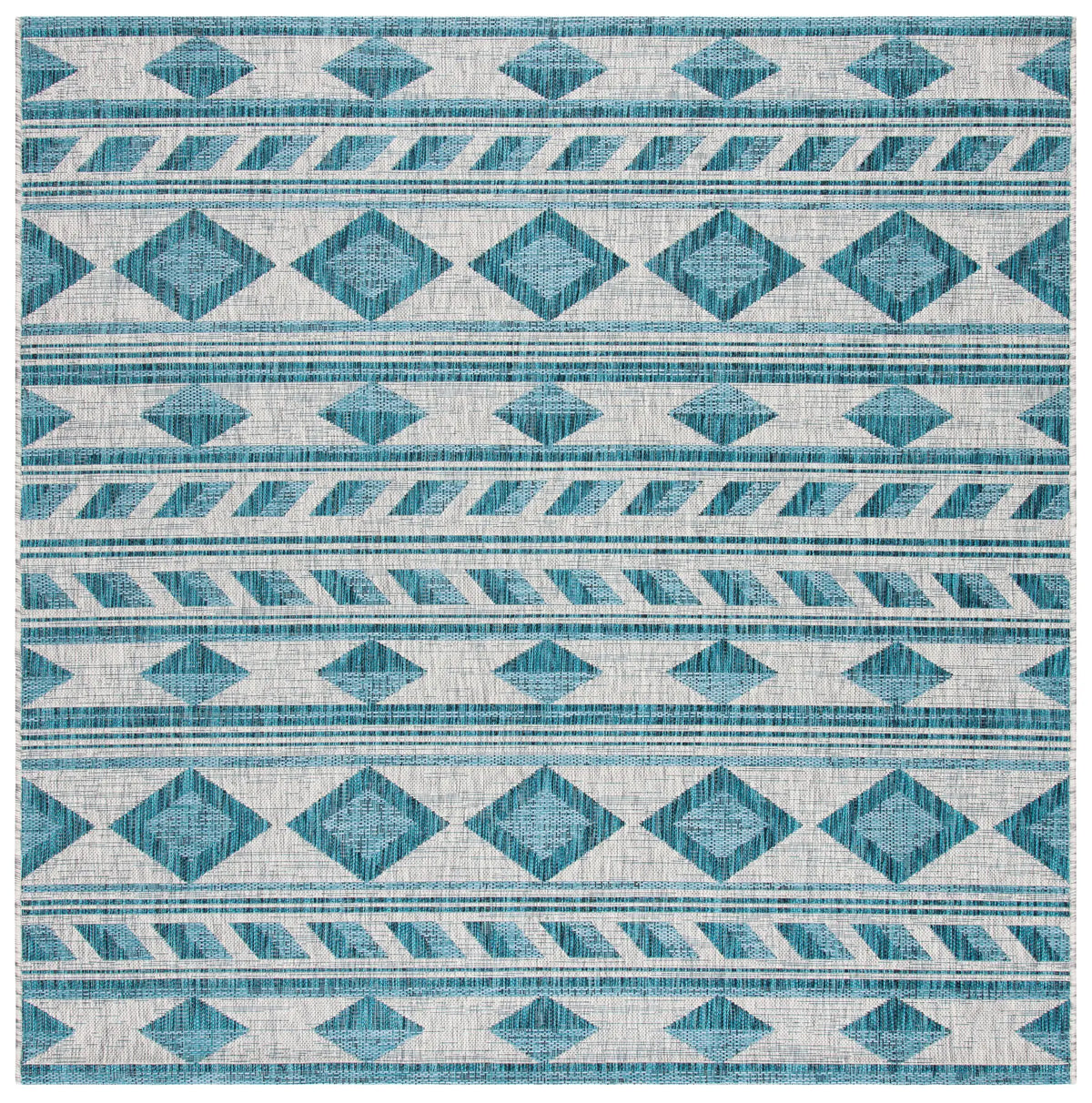 Safavieh Courtyard 6'-7" x 6'-7" Rug in Grey / Teal