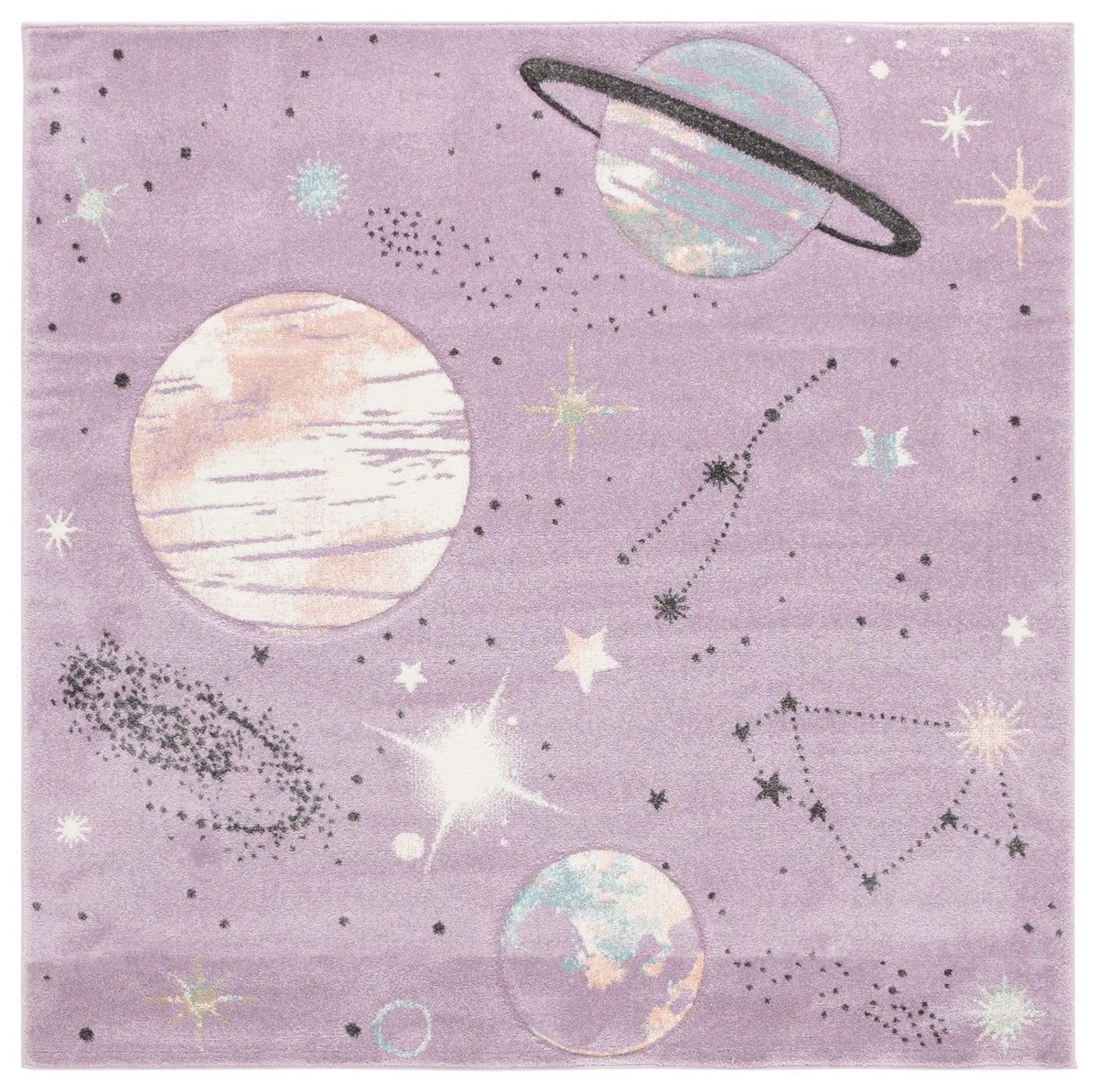 Safavieh Carousel Kids 100 5'-3" x 5'-3" Rug in Purple / Orange