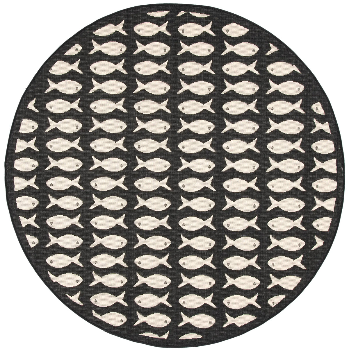 Safavieh Courtyard 6'-7" x 6'-7" Rug in Black / Beige