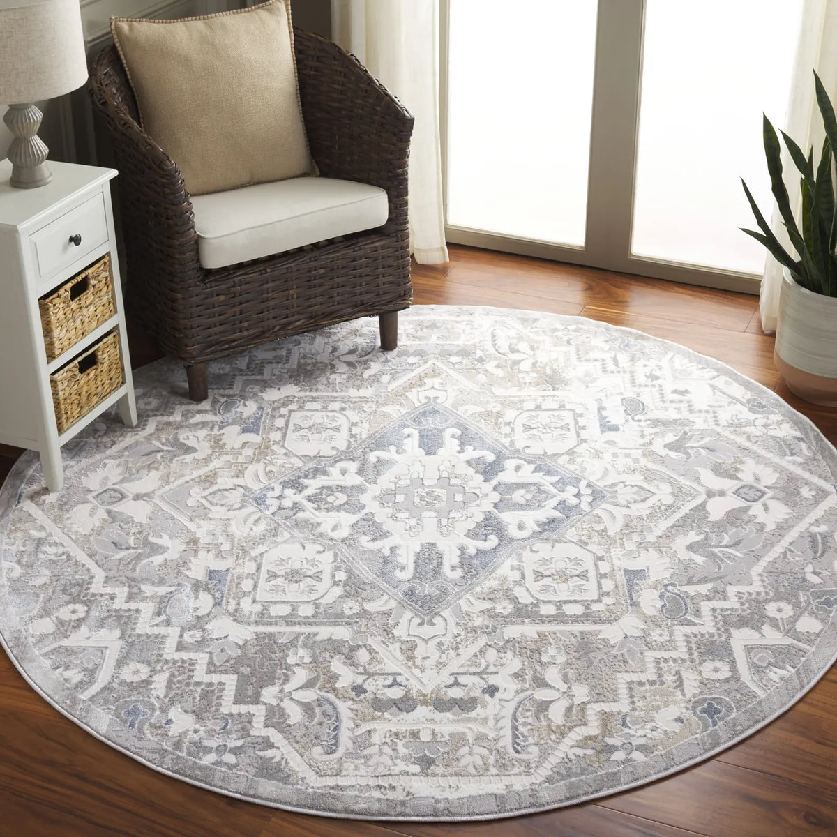 Safavieh Easton 6'-7" x 6'-7" Rug in Grey / Ivory
