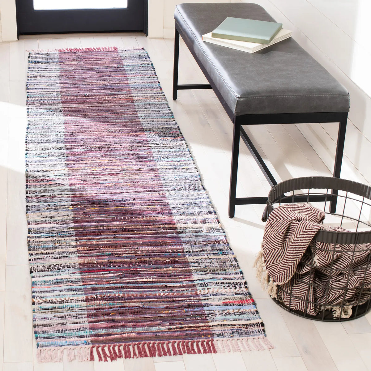 Safavieh Rag Rug 2'-3" x 9'-0" Rug in Red / Grey