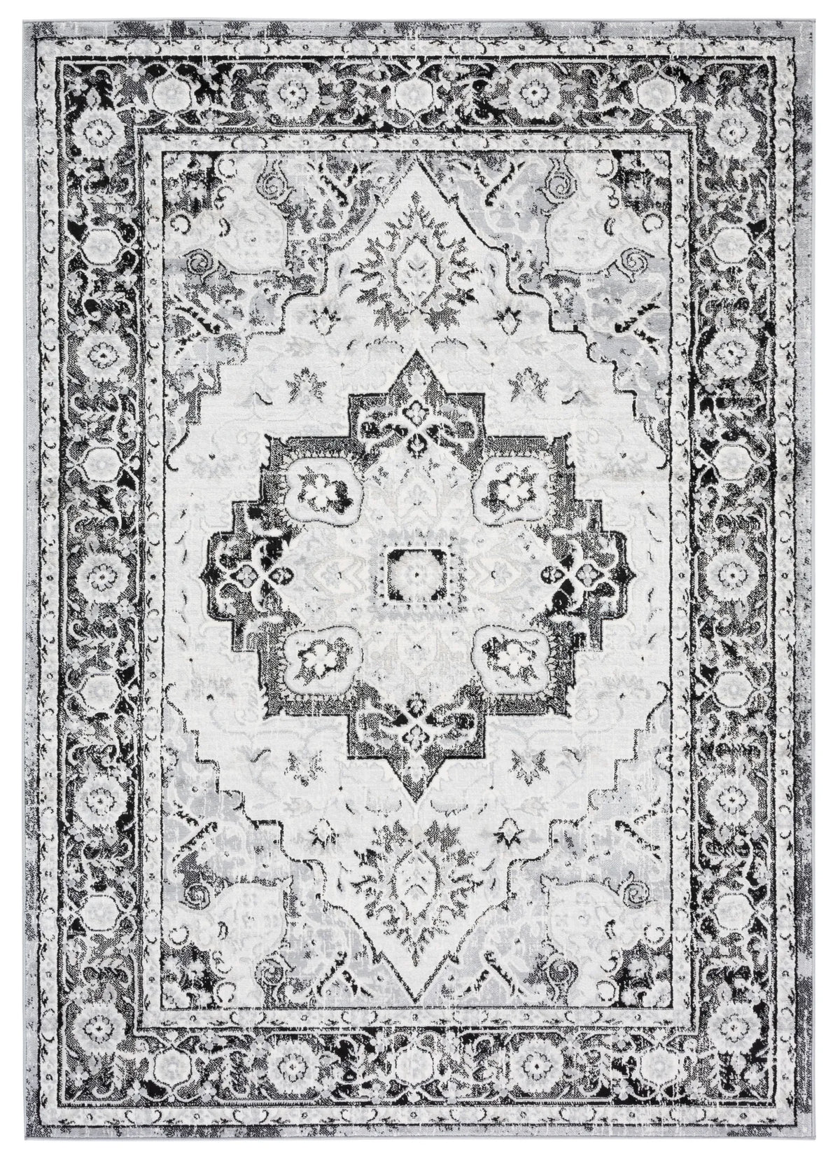 Safavieh Brentwood 4'-0" x 6'-0" Rug in Black / Ivory