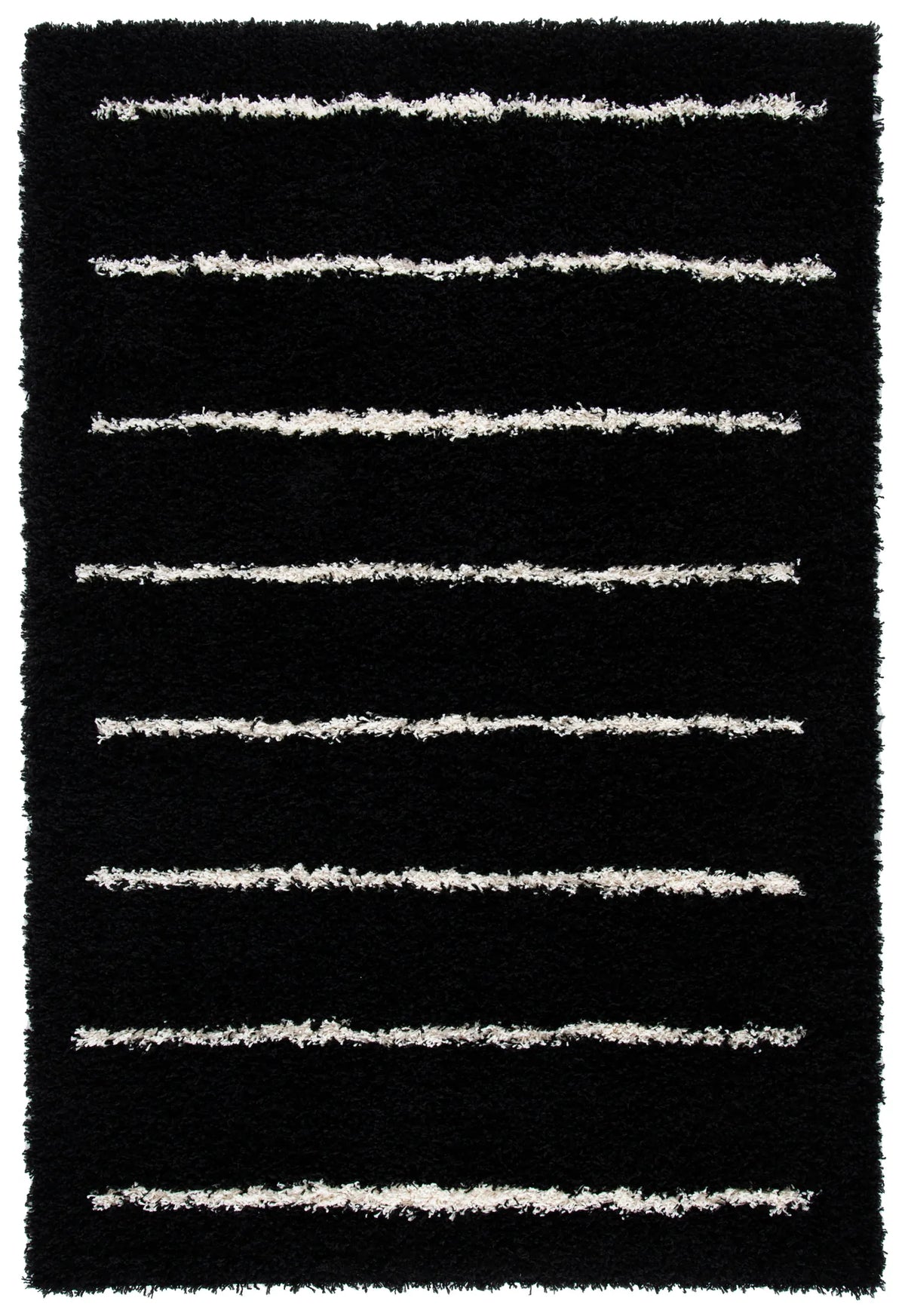 Safavieh Venus Shag 600 4'-0" x 6'-0" Rug in Black / Ivory