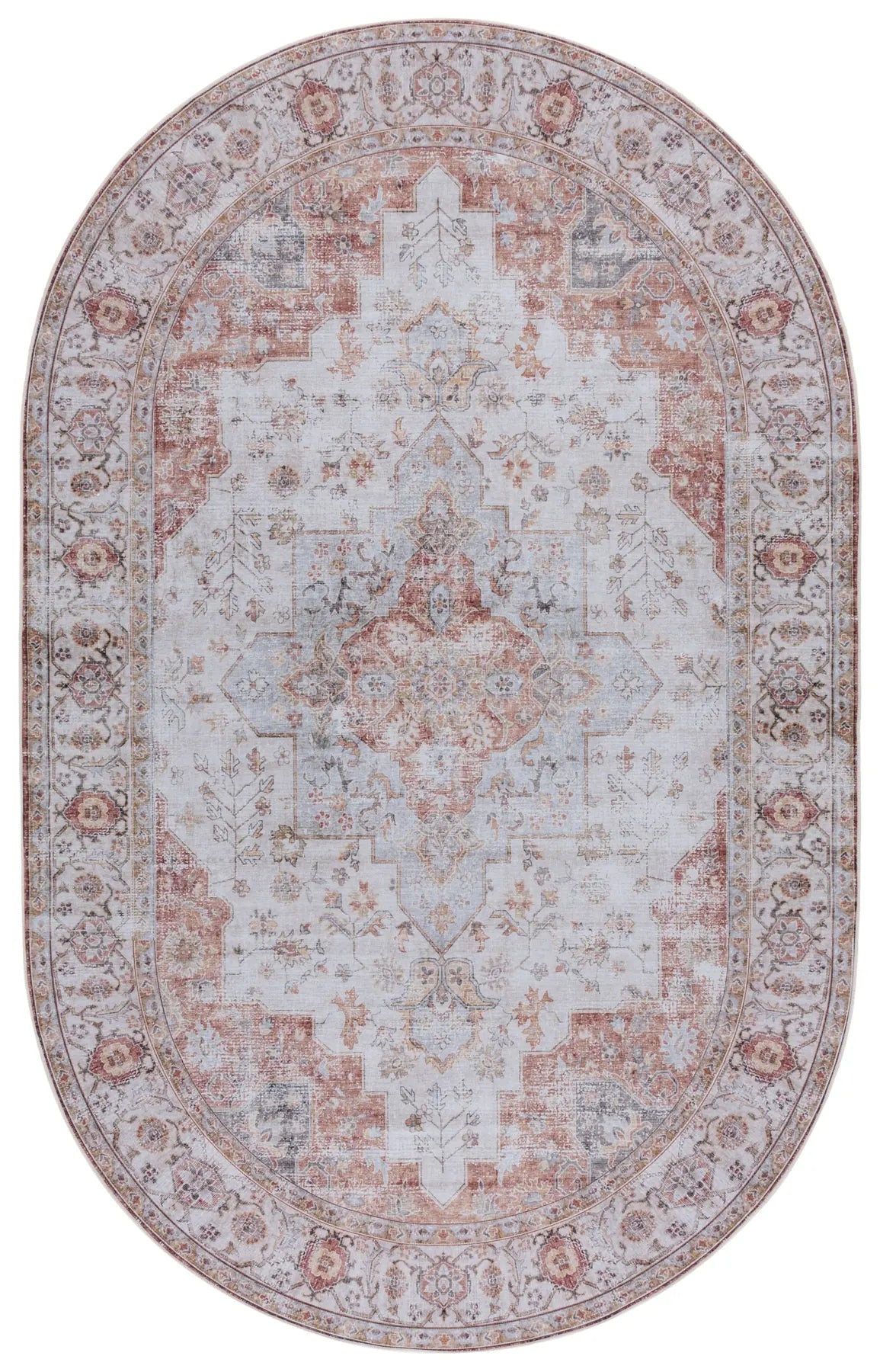 Safavieh Tucson 5'-0" x 8'-0" Rug in Light Grey / Rust