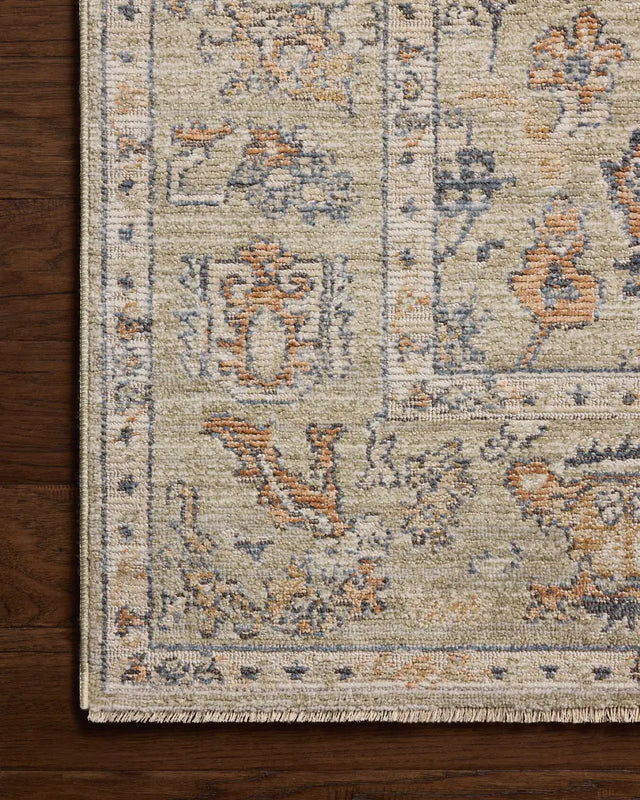 Loloi Milena MLE-06 Sage / Multi Rug - corner on wood