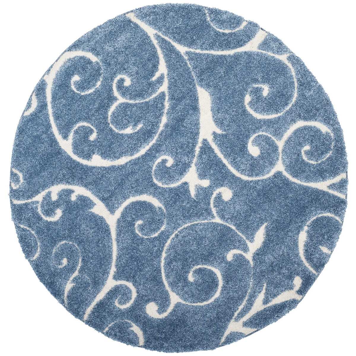 Safavieh Florida Shag 5'-0" x 5'-0" Rug in Light Blue / Cream