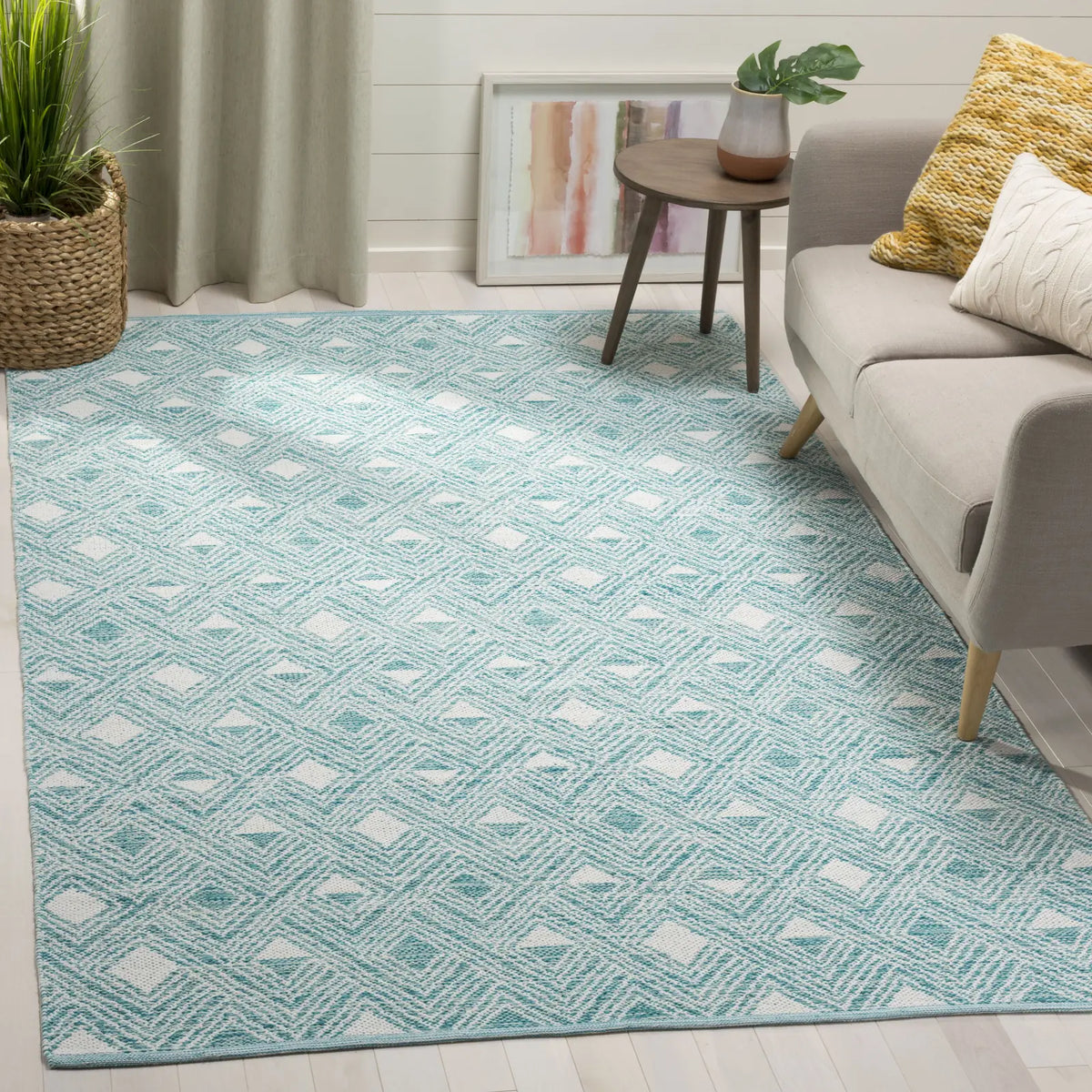 Safavieh Montauk 5'-0" x 8'-0" Rug in Aqua / Ivory