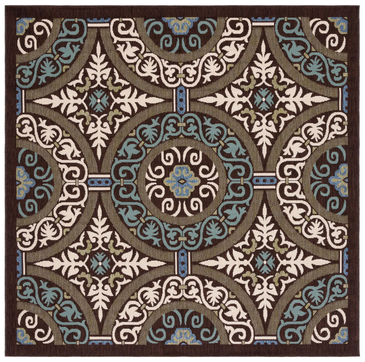 Safavieh Veranda 6'-7" x 6'-7" Rug in Chocolate / Cream