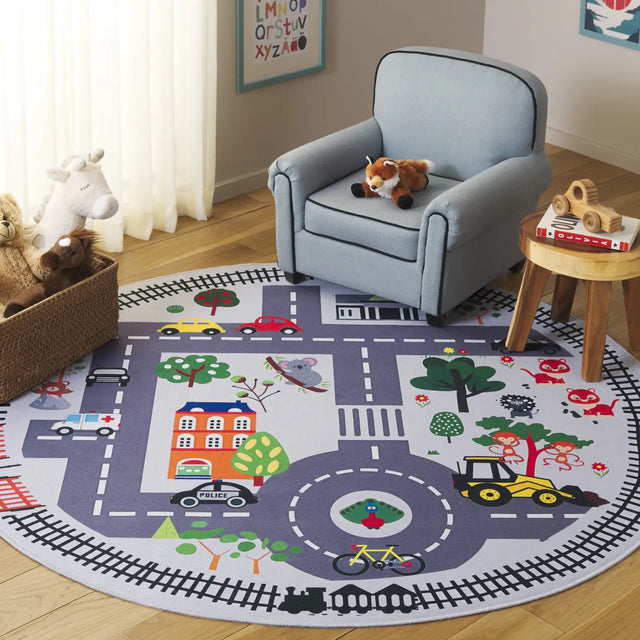 Safavieh Tacoma Kids 100 5'-0" x 5'-0" Rug in Ivory / Grey