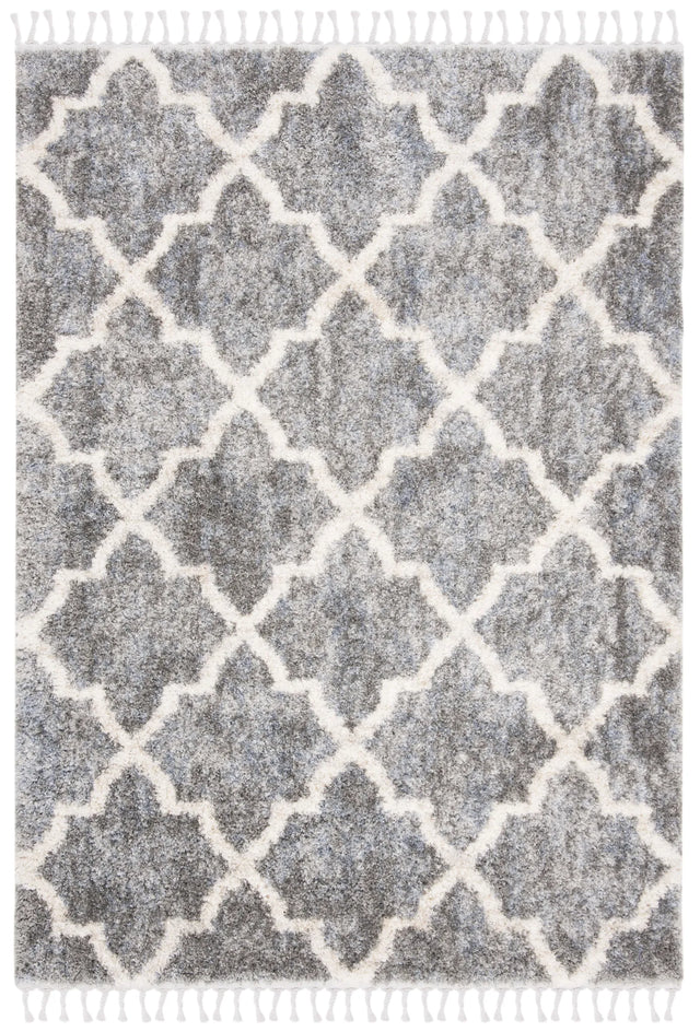 Safavieh Berber Fringe Shag 5'-3" x 7'-6" Rug in Grey / Cream