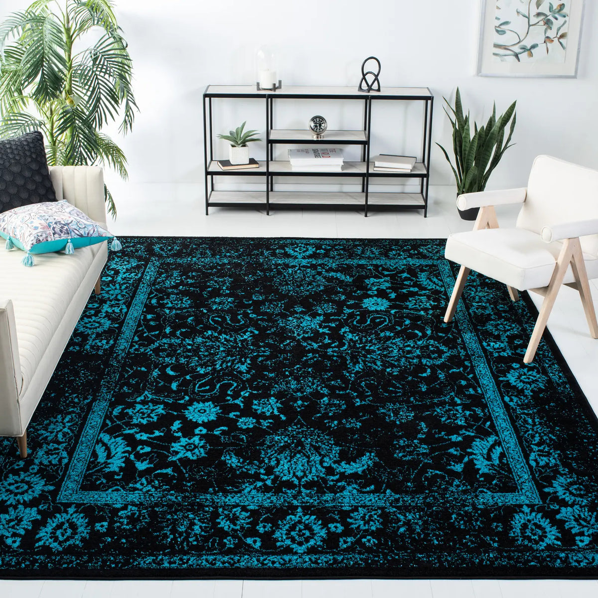 Safavieh Adirondack 10'-0" x 14'-0" Rug in Black / Teal