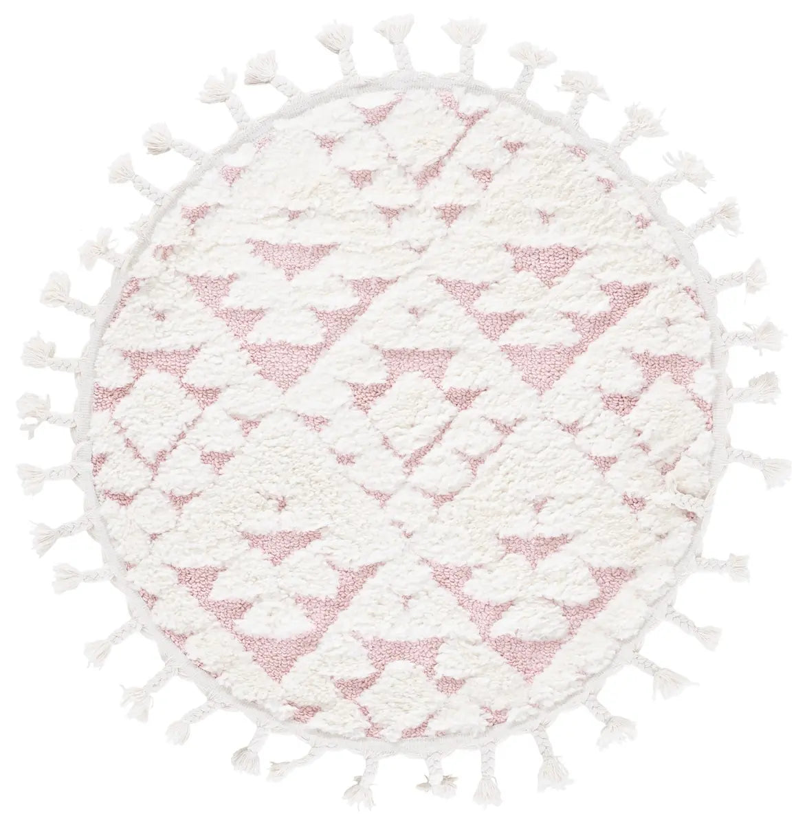 Safavieh Moroccan Tassel Shag 3'-0" x 3'-0" Rug in Ivory / Pink